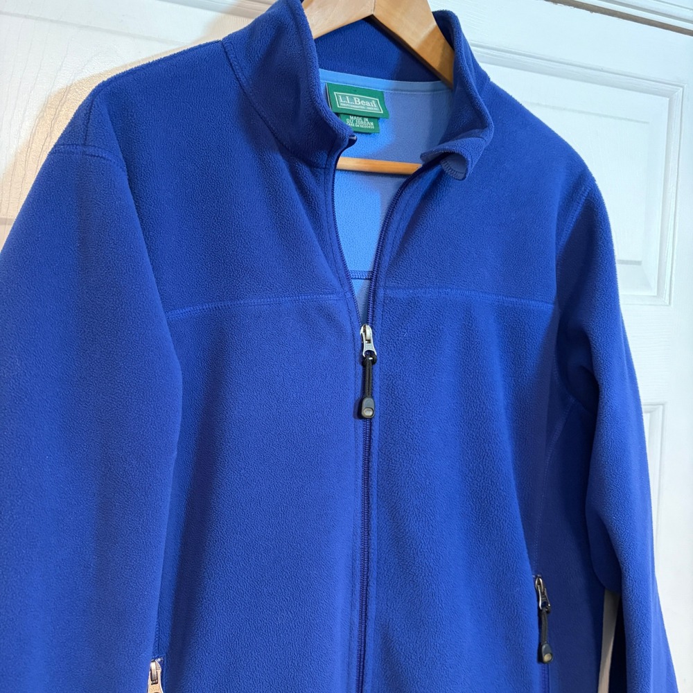 Y2K LL Bean Polartec Fleece Jacket Womens M Royal Blue Full‎ Zip Mock Neck 0AFX1